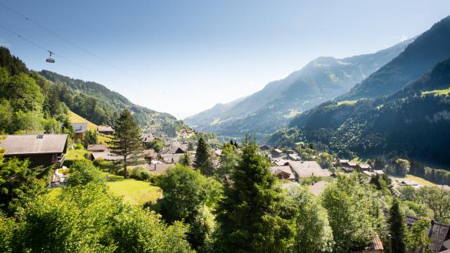 a little bit upper in the village of Champéry with a nice view.